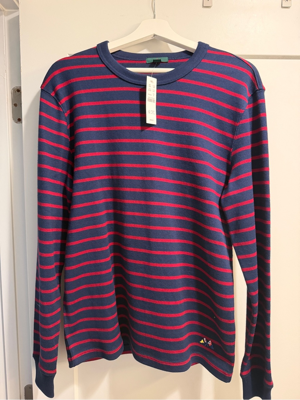 J. Crew Navy Blue & Red Stripe Long Sleeve Shirt